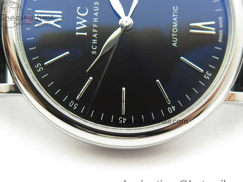 MIROTIME 0322 Affordable Portofino Automatic SS FKF 1:1 Best Edition Black Dial on Black Leather Strap A 7136